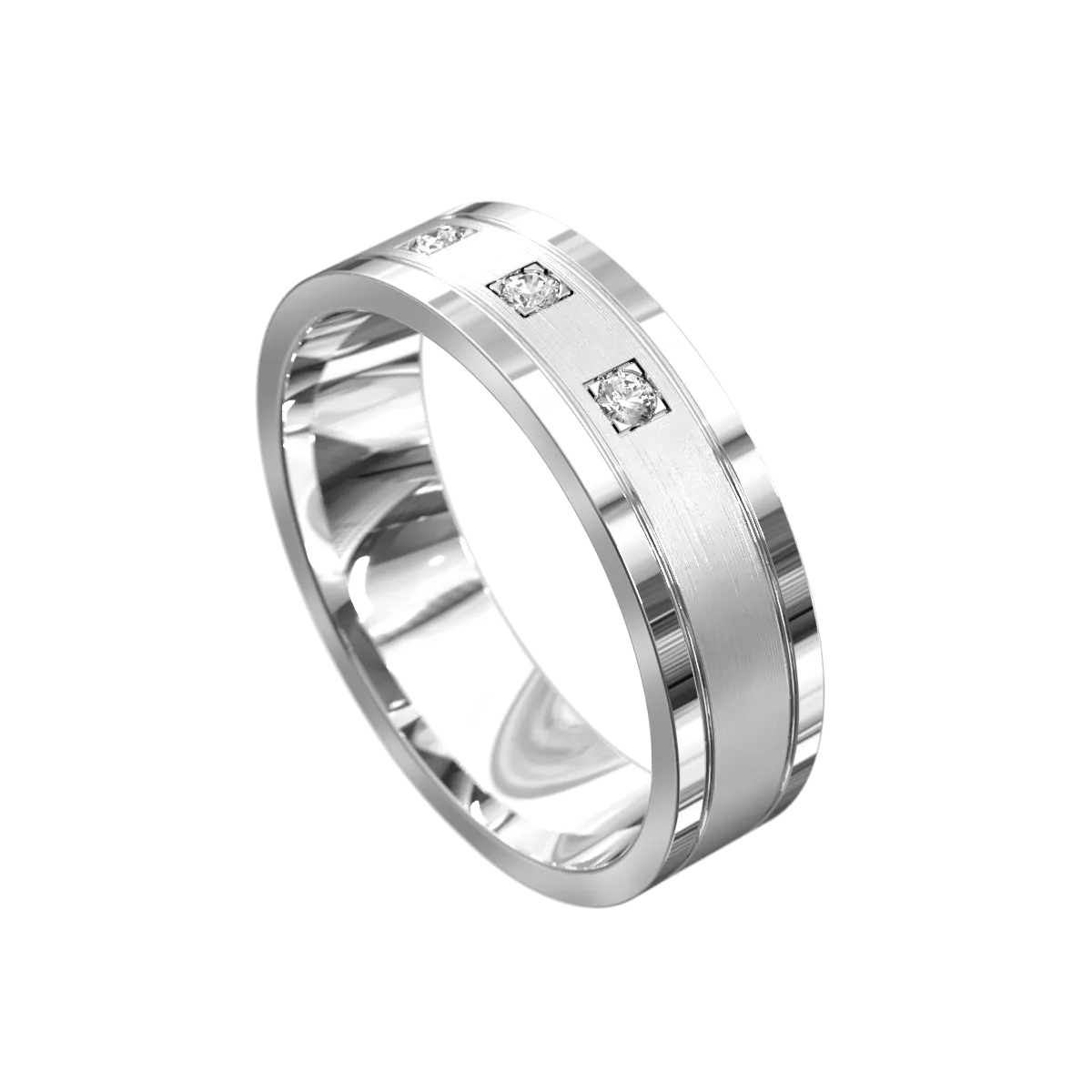Matt & Polished Three Stone Diamond Ring
