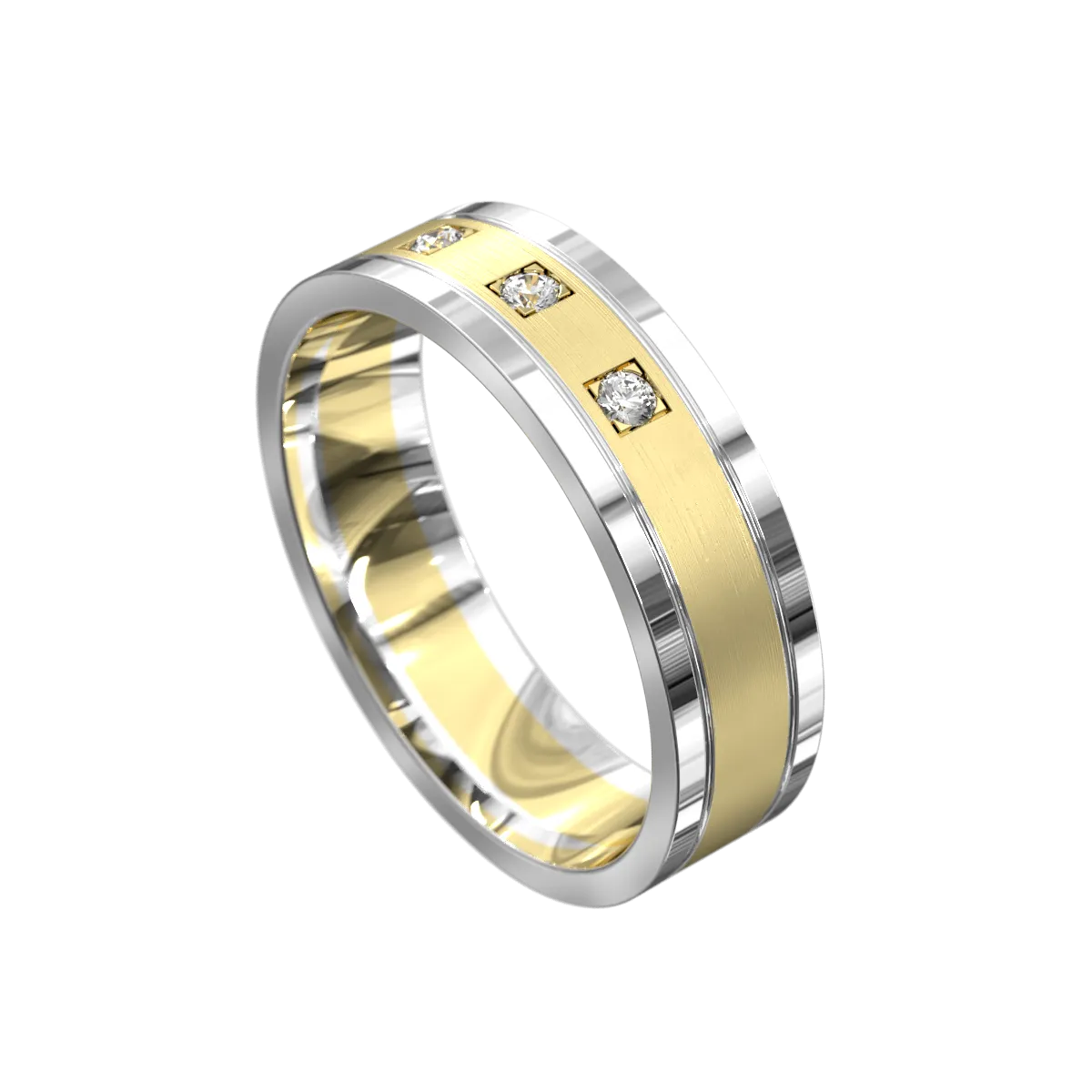 Matt & Polished Three Stone Diamond Ring