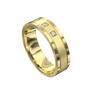 Matt & Polished Three Stone Diamond Ring