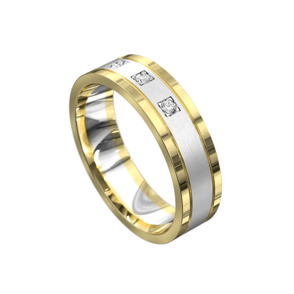 Matt & Polished Three Stone Diamond Ring