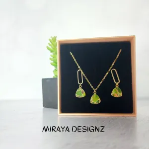 Mohave Peridot Jade Set - Trillion