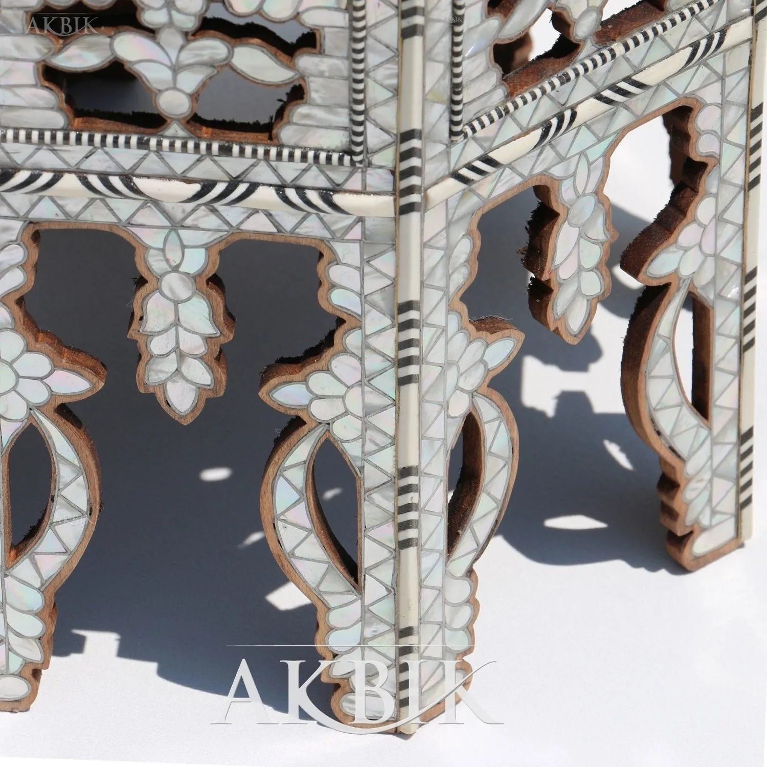 Mother of Pearl Inlaid Side Table - Infinite Constellation Design