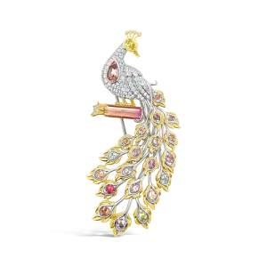 Multi-stone Peacock Brooch