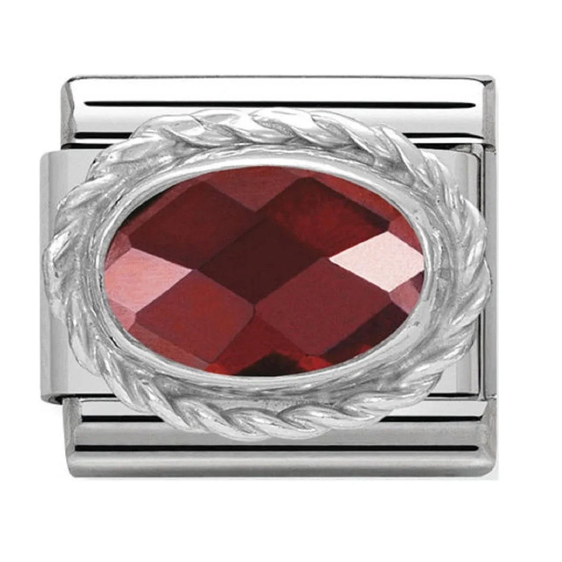 NOMINATION Link Silver and Red Agate Oval