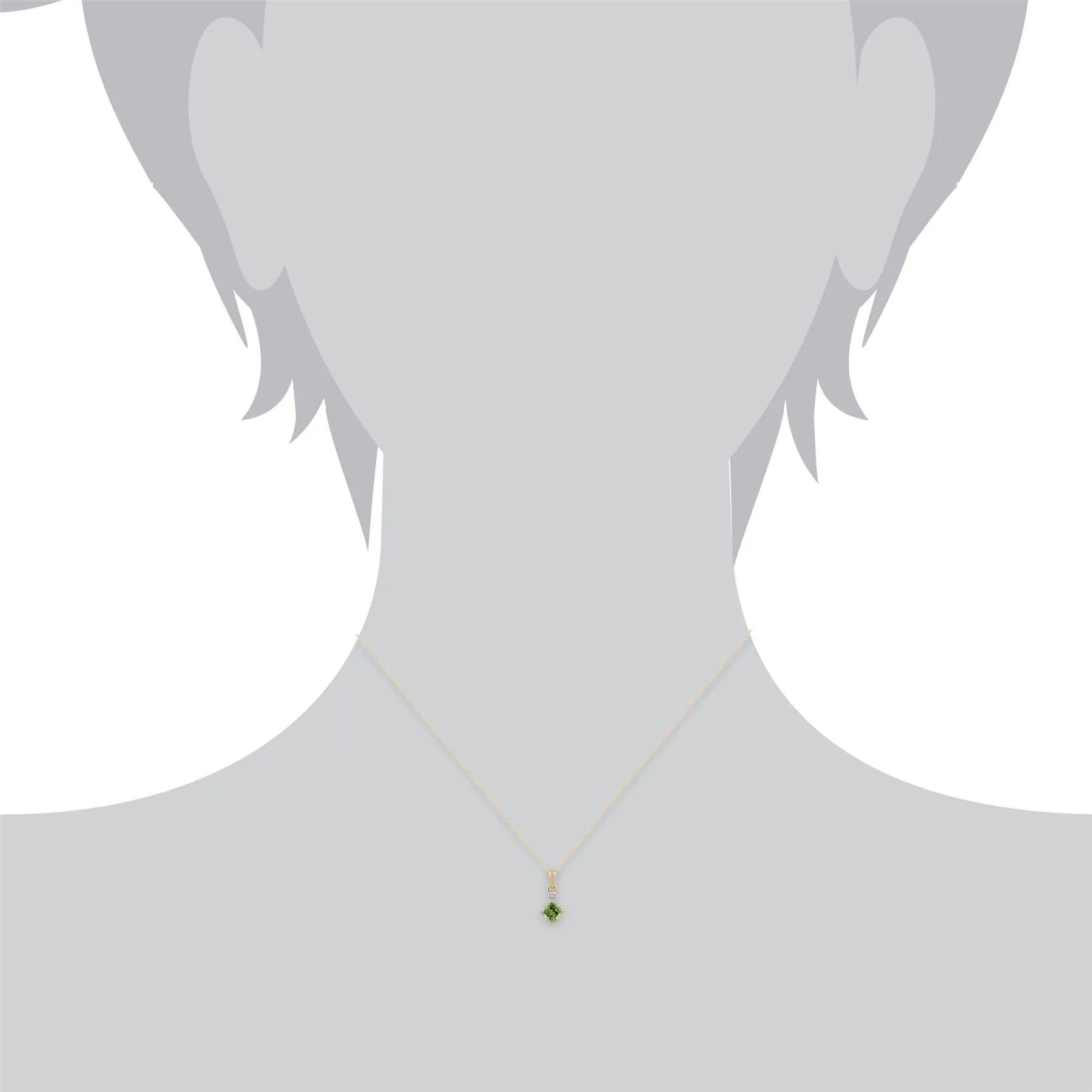 Pendentif Classique Or Jaune 375 Péridot Carré et Diamant