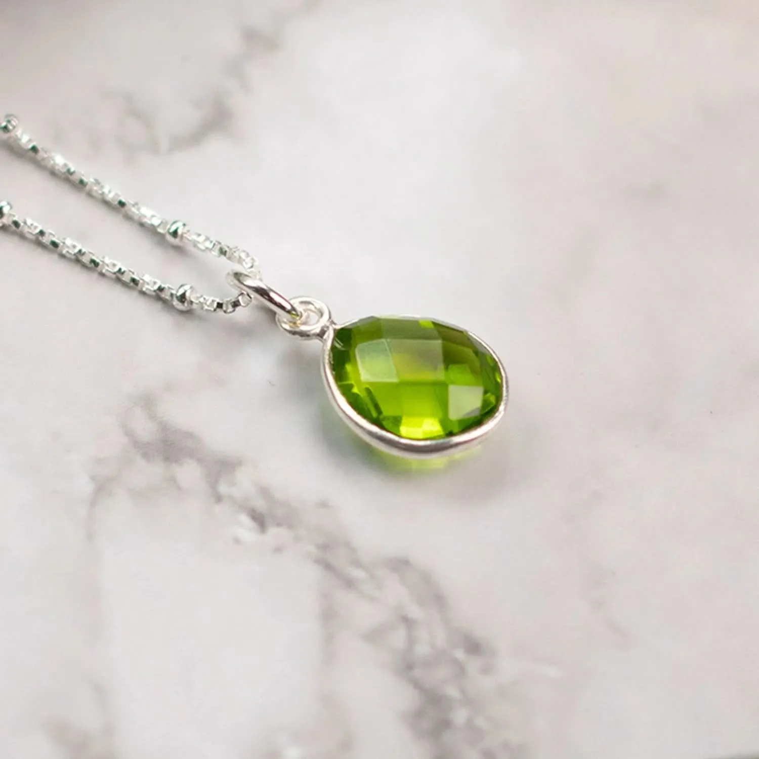 Peridot Charm Necklace | Silver | August