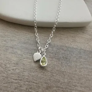 Personalised August Cubic zirconia Birthstone Initial Necklace, August Birthday gift for women