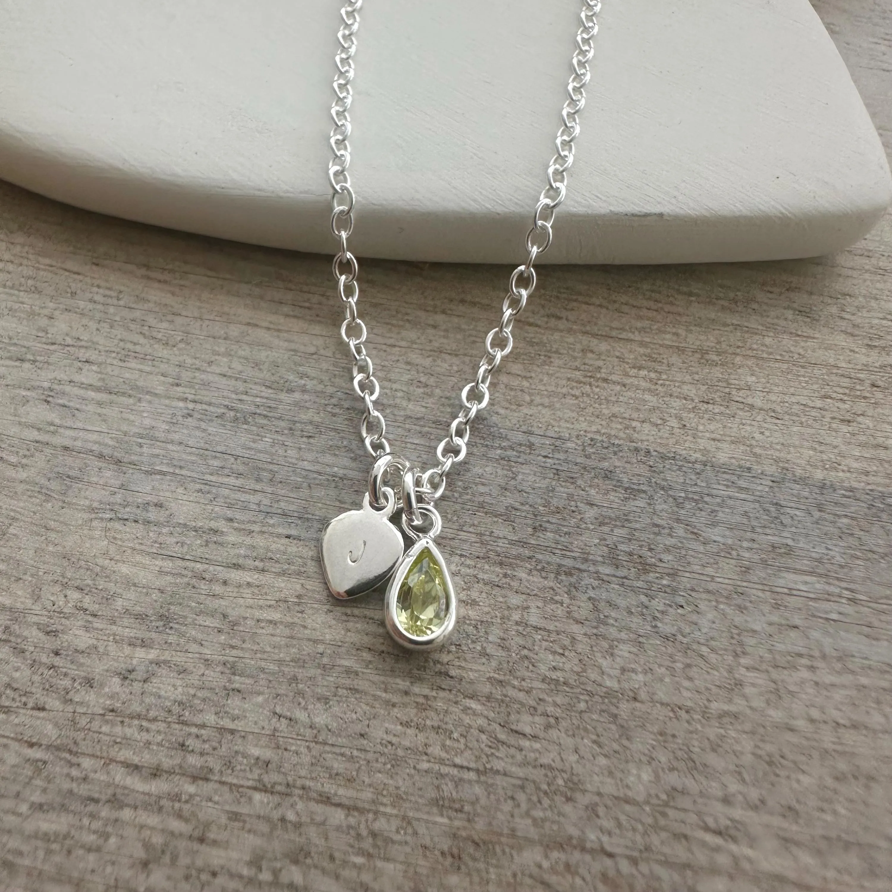 Personalised August Cubic zirconia Birthstone Initial Necklace, August Birthday gift for women