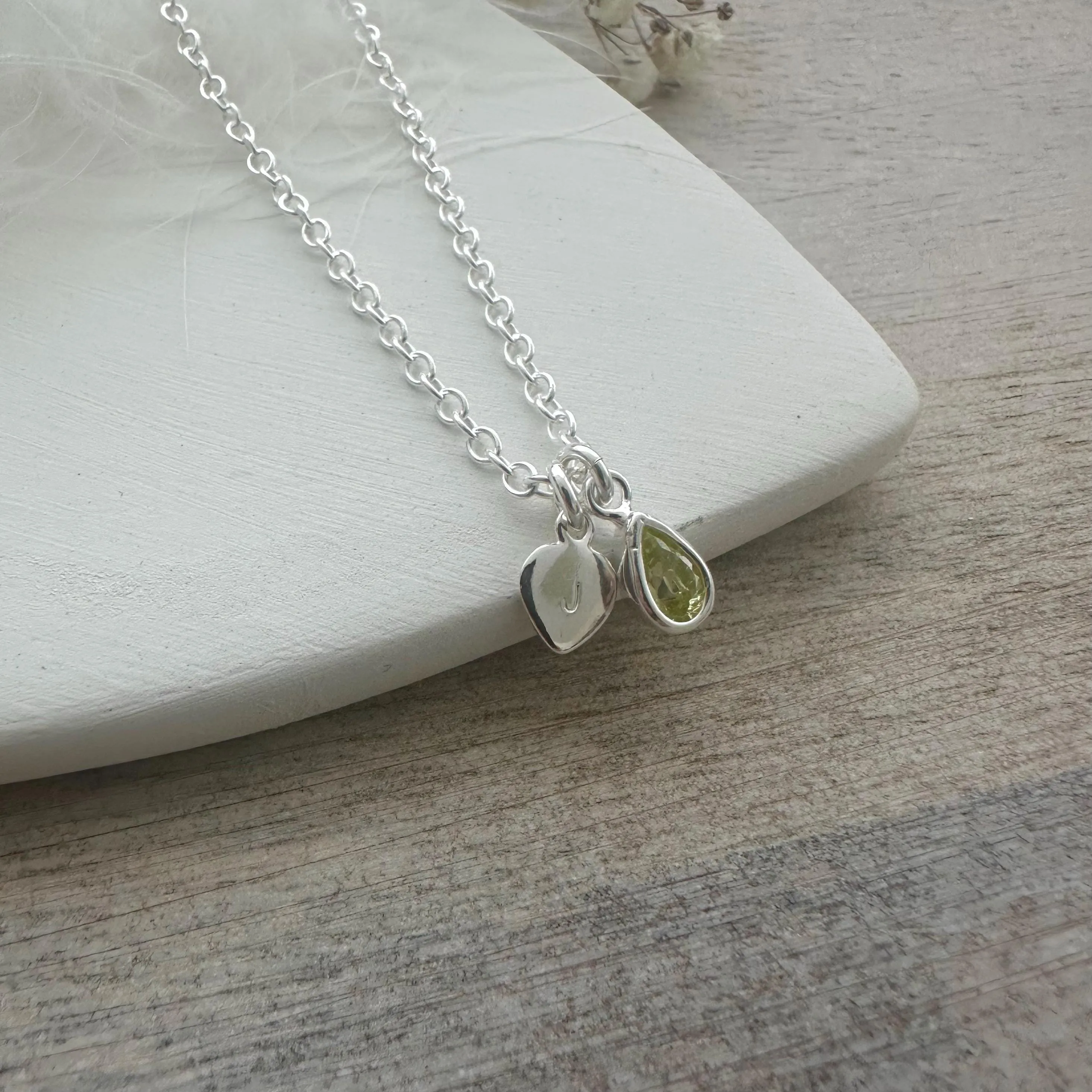 Personalised August Cubic zirconia Birthstone Initial Necklace, August Birthday gift for women