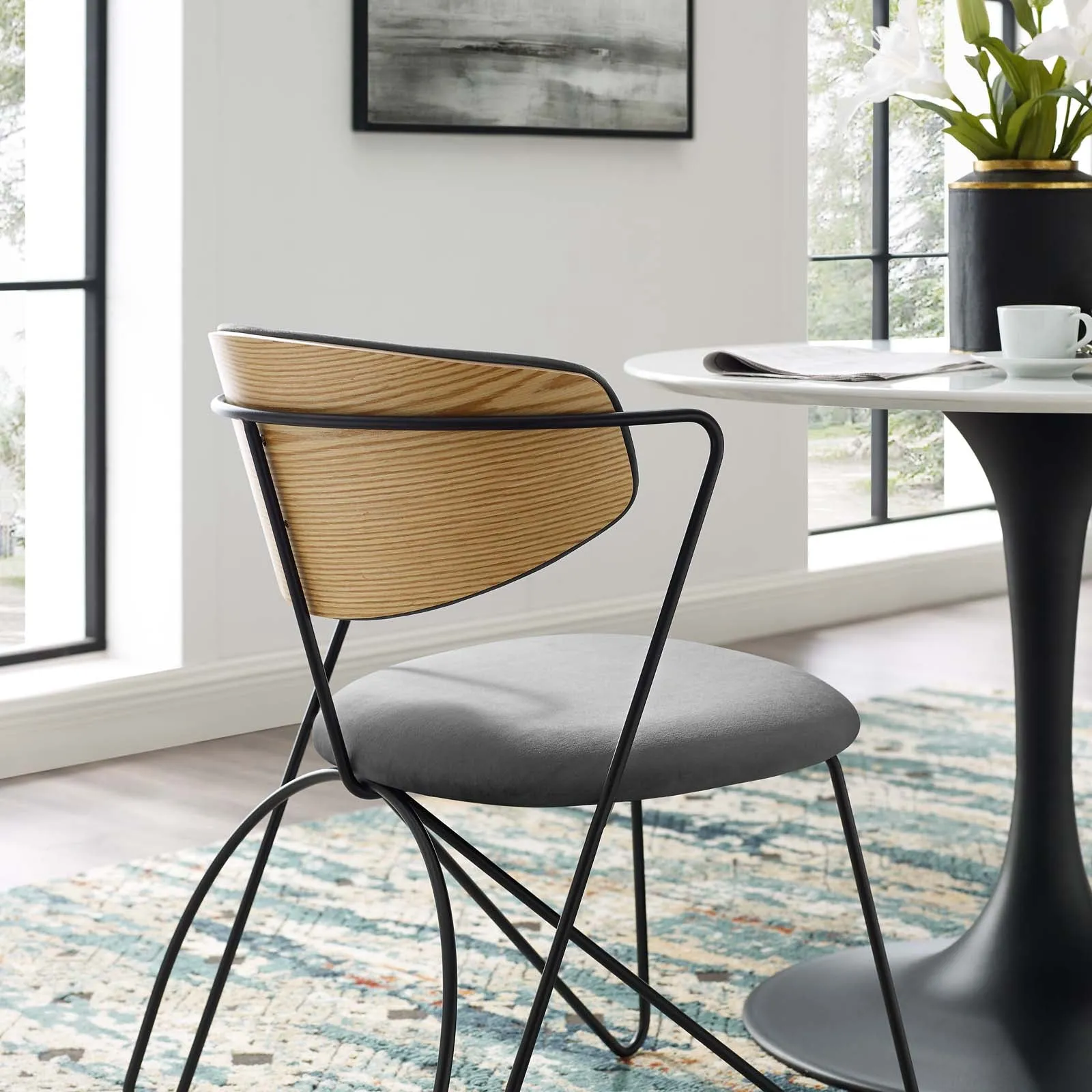 Prevail Black Frame Dining and Accent Performance Velvet Chair by Modway