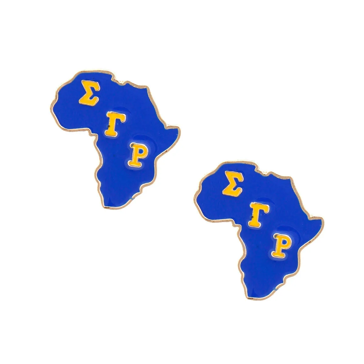 Sigma Gamma Rho SGRHO Gold Blue Africa Studs