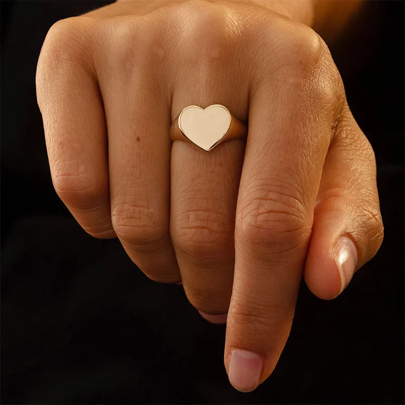 Signet Heart Ring, Gold