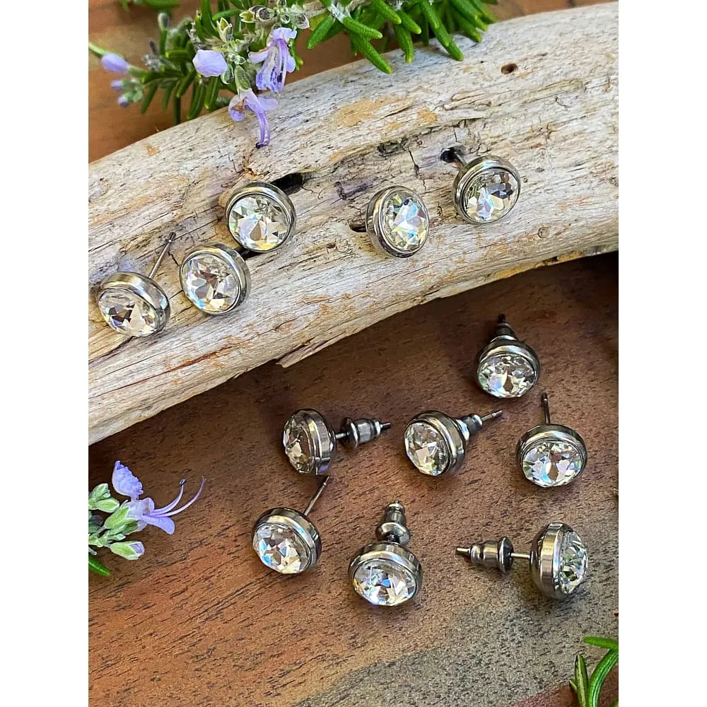 SILVER CRYSTAL STUDS