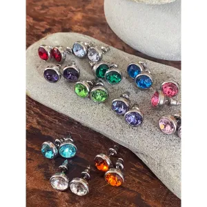 SILVER CRYSTAL STUDS