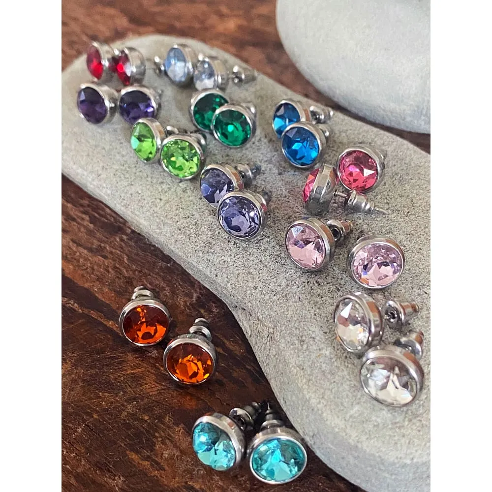 SILVER CRYSTAL STUDS
