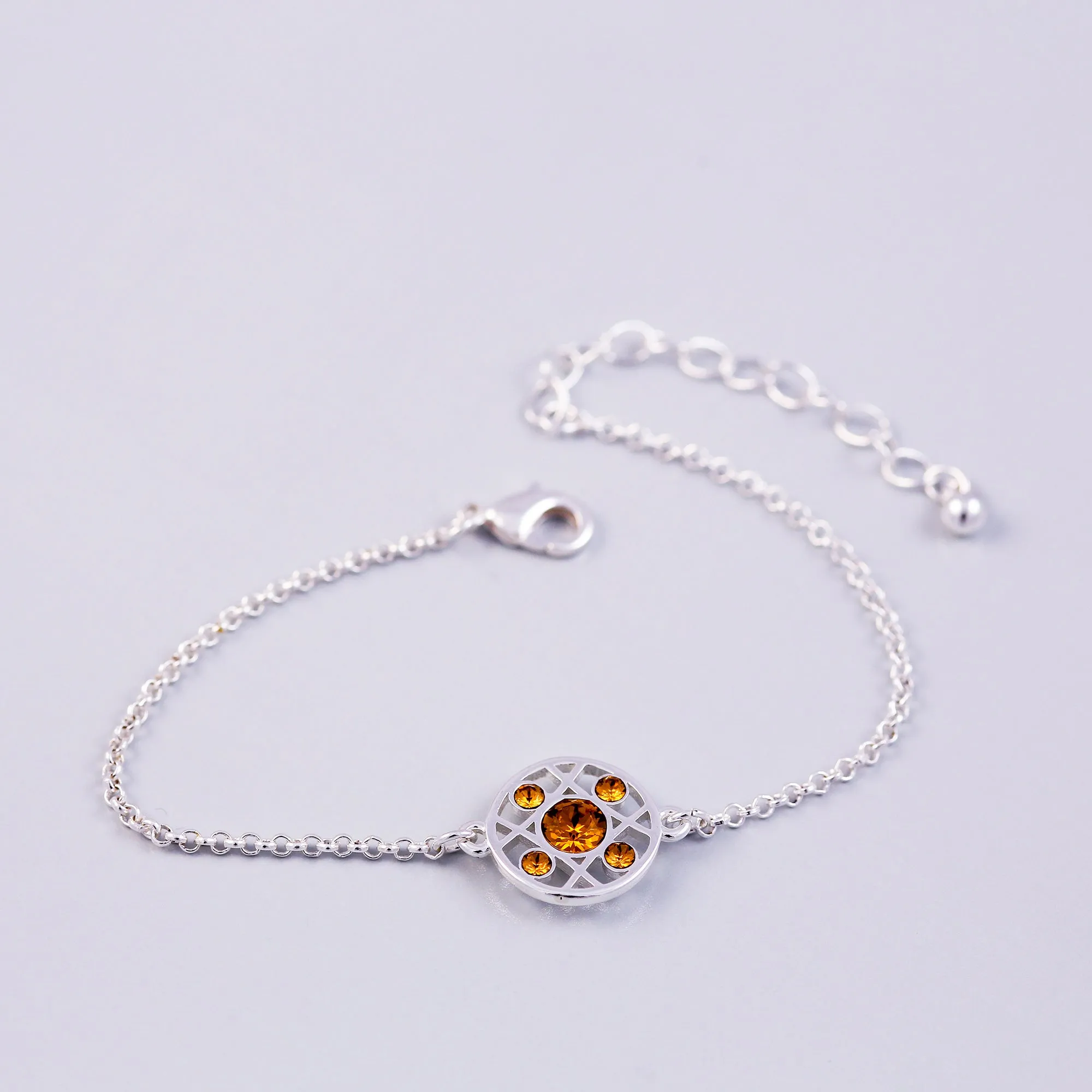Silver Topaz November Birthstone Hugs & Kisses Bracelet