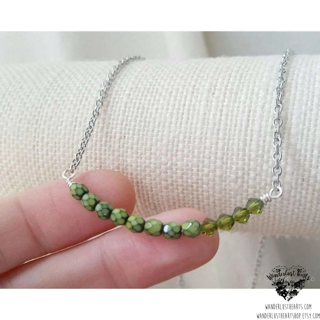 Snake skin crystal bar necklace