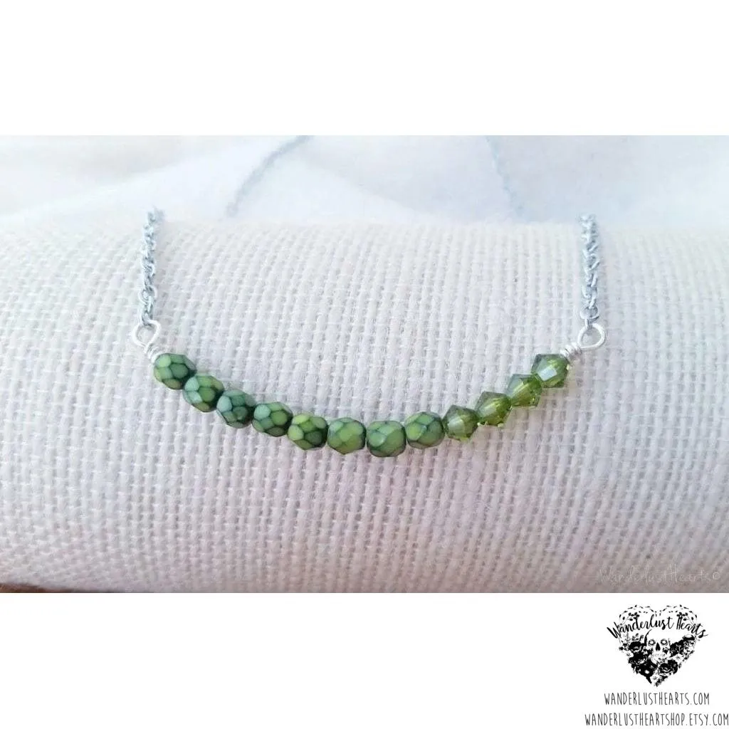 Snake skin crystal bar necklace
