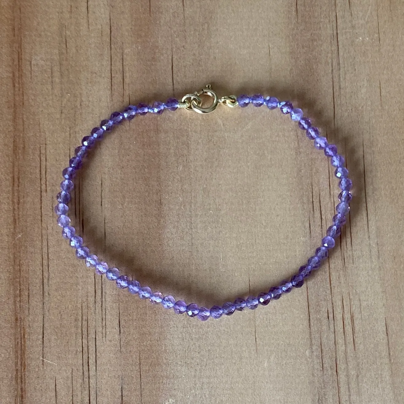 Solid 9 Carat Yellow Gold Amethyst Bracelet