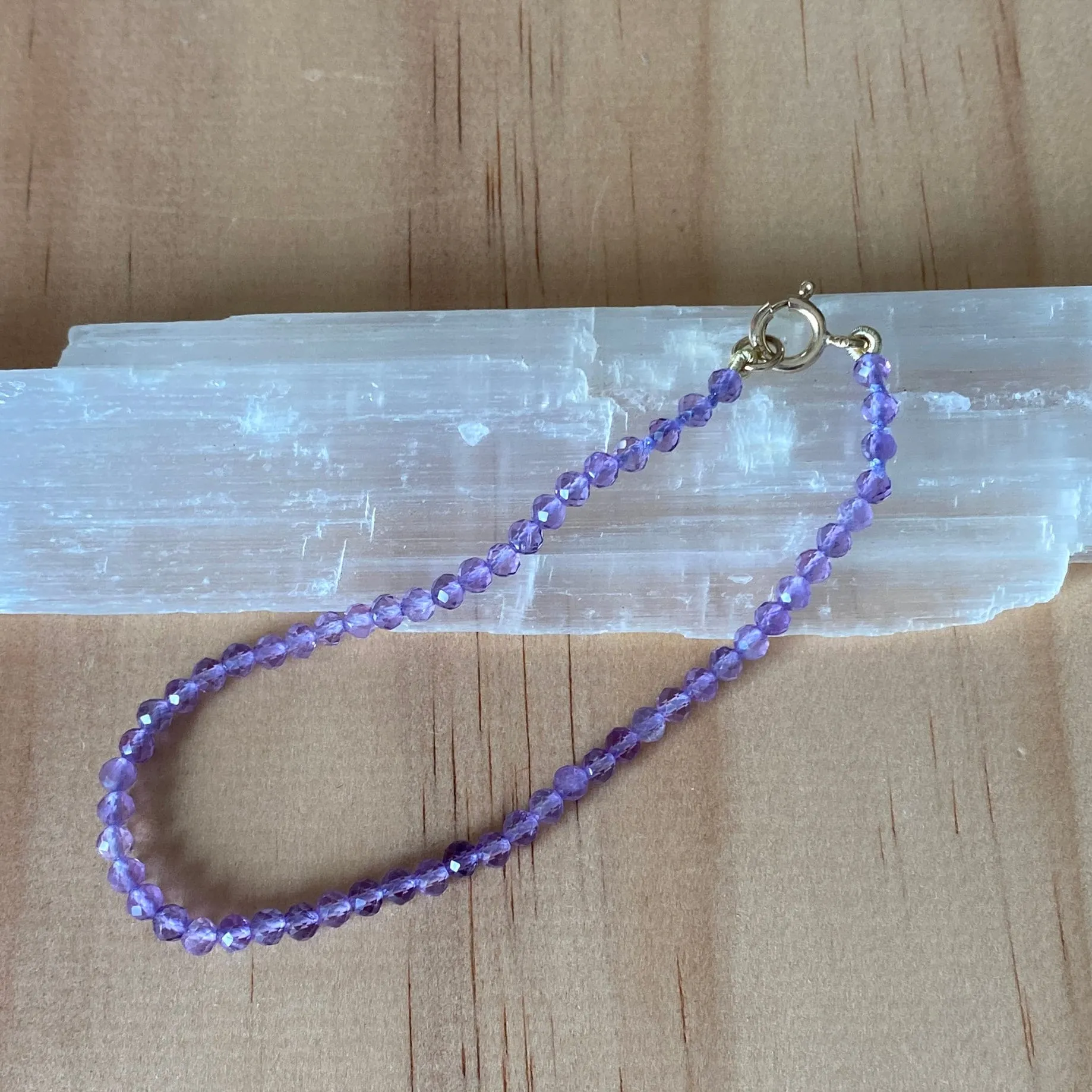 Solid 9 Carat Yellow Gold Amethyst Bracelet