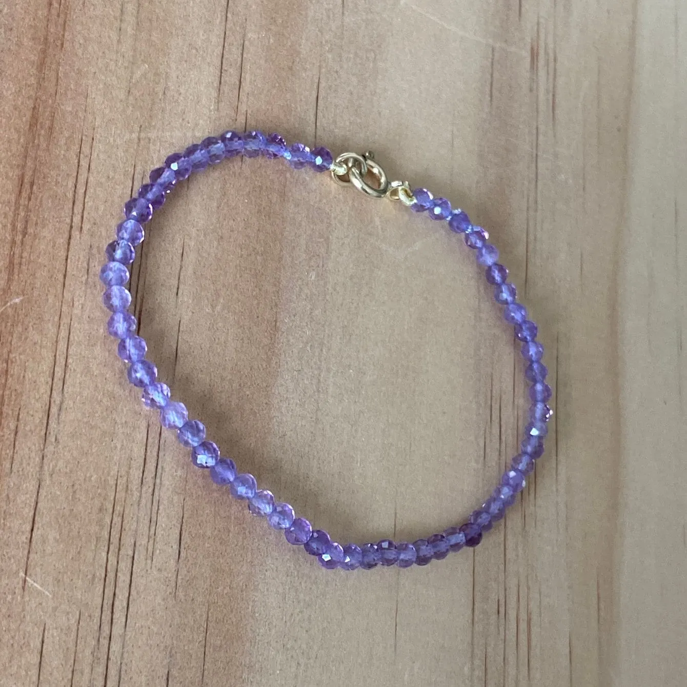 Solid 9 Carat Yellow Gold Amethyst Bracelet