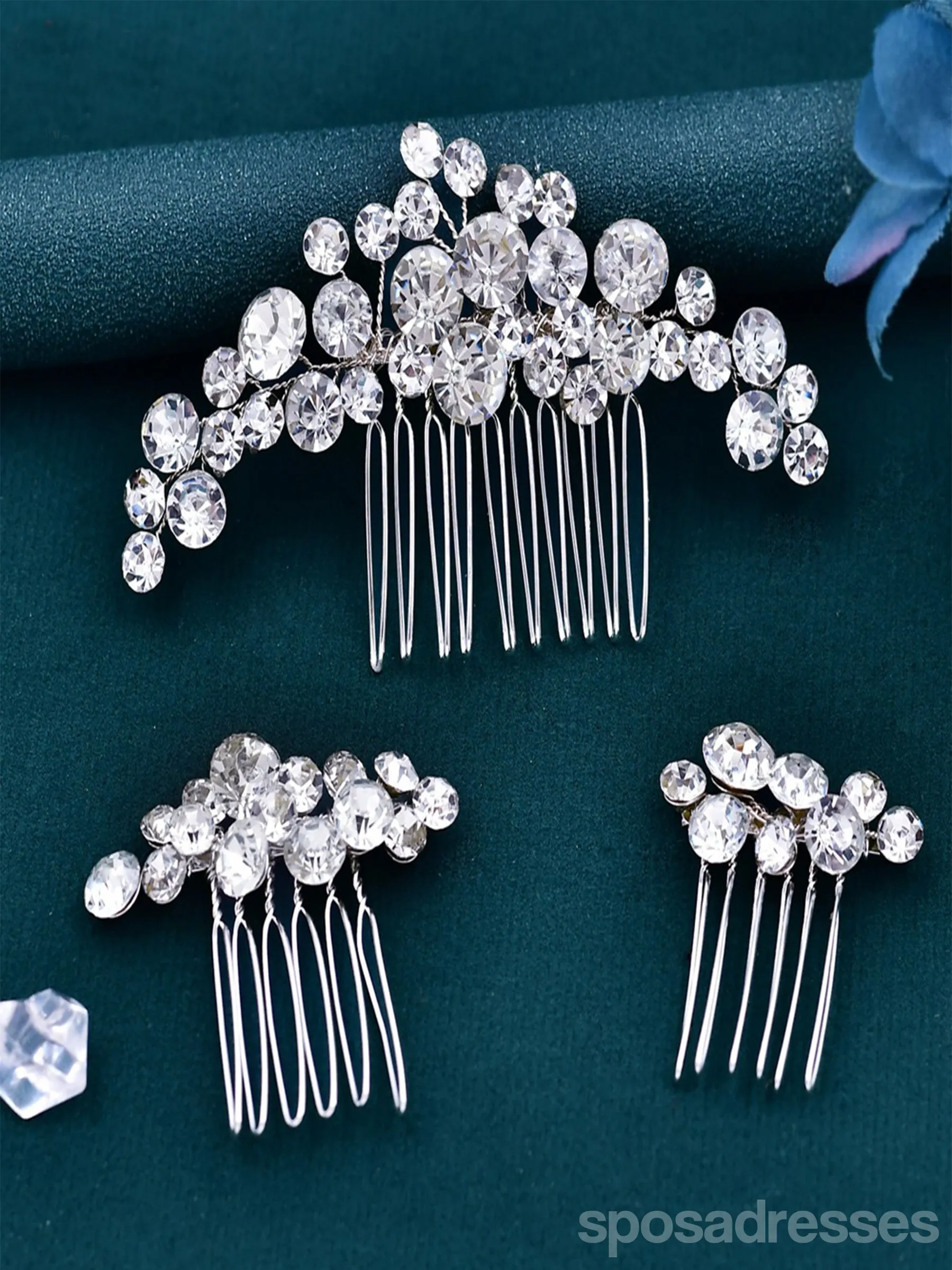 Sparkly Rhinestone Hair Accessories Hairpin Handmade Hair Comb Headwear Set, HP387