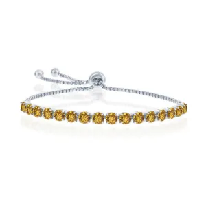 Sterling Silver 4mm Topaz "November" Swarovski Element Bracelet