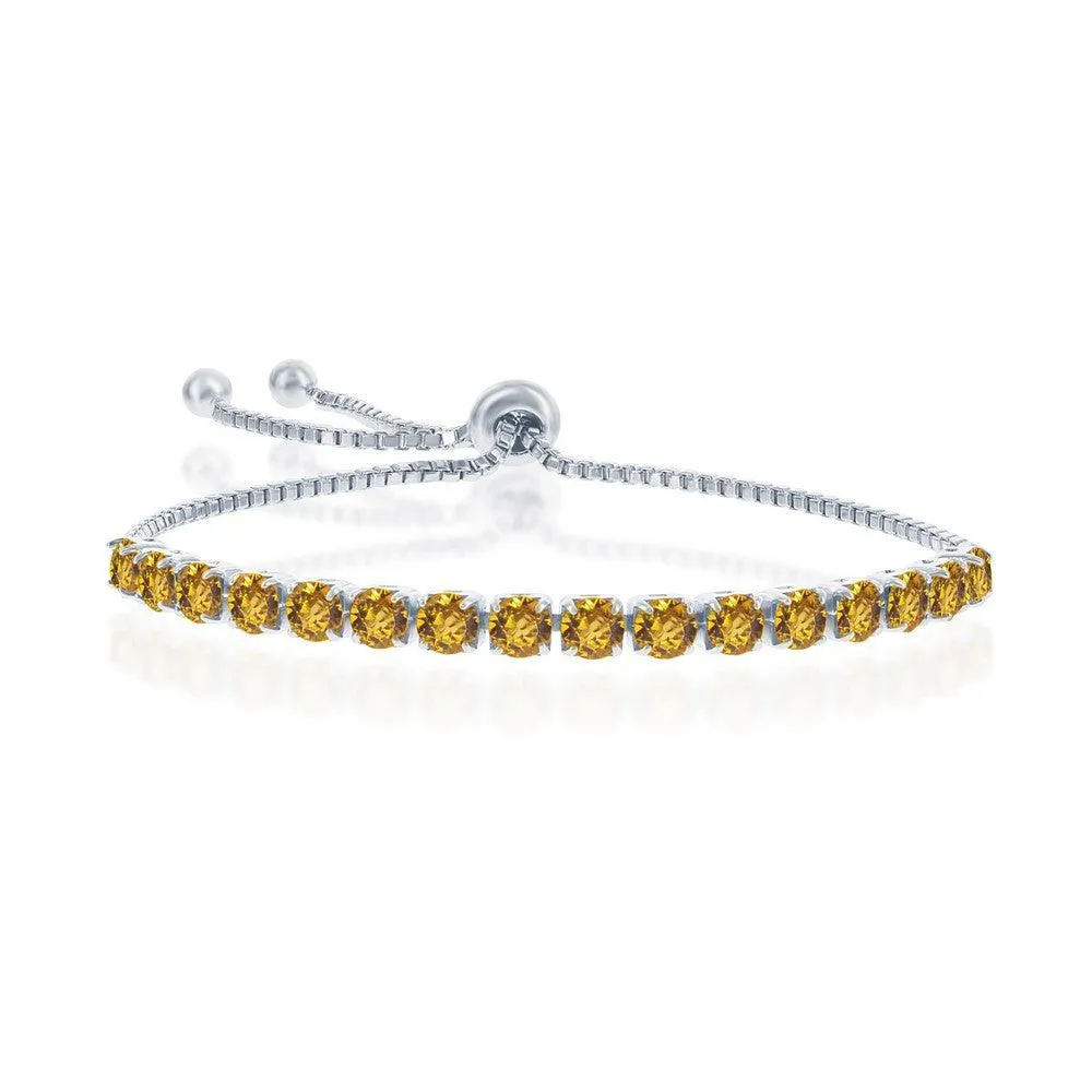 Sterling Silver 4mm Topaz "November" Swarovski Element Bracelet