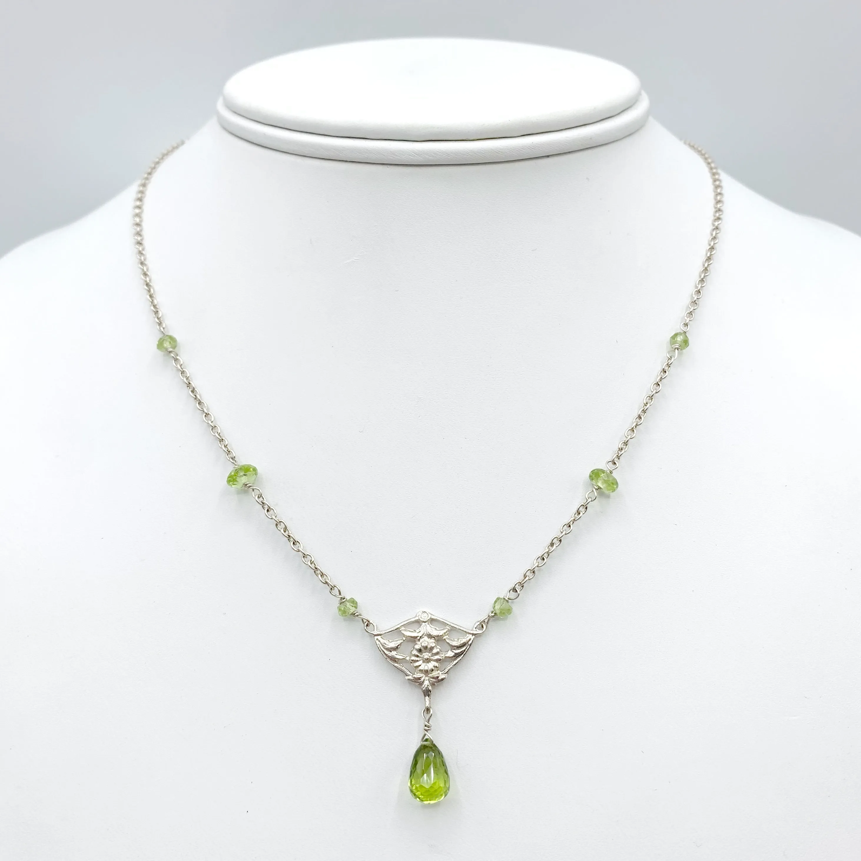 Sterling Silver Peridot Filigree Necklace