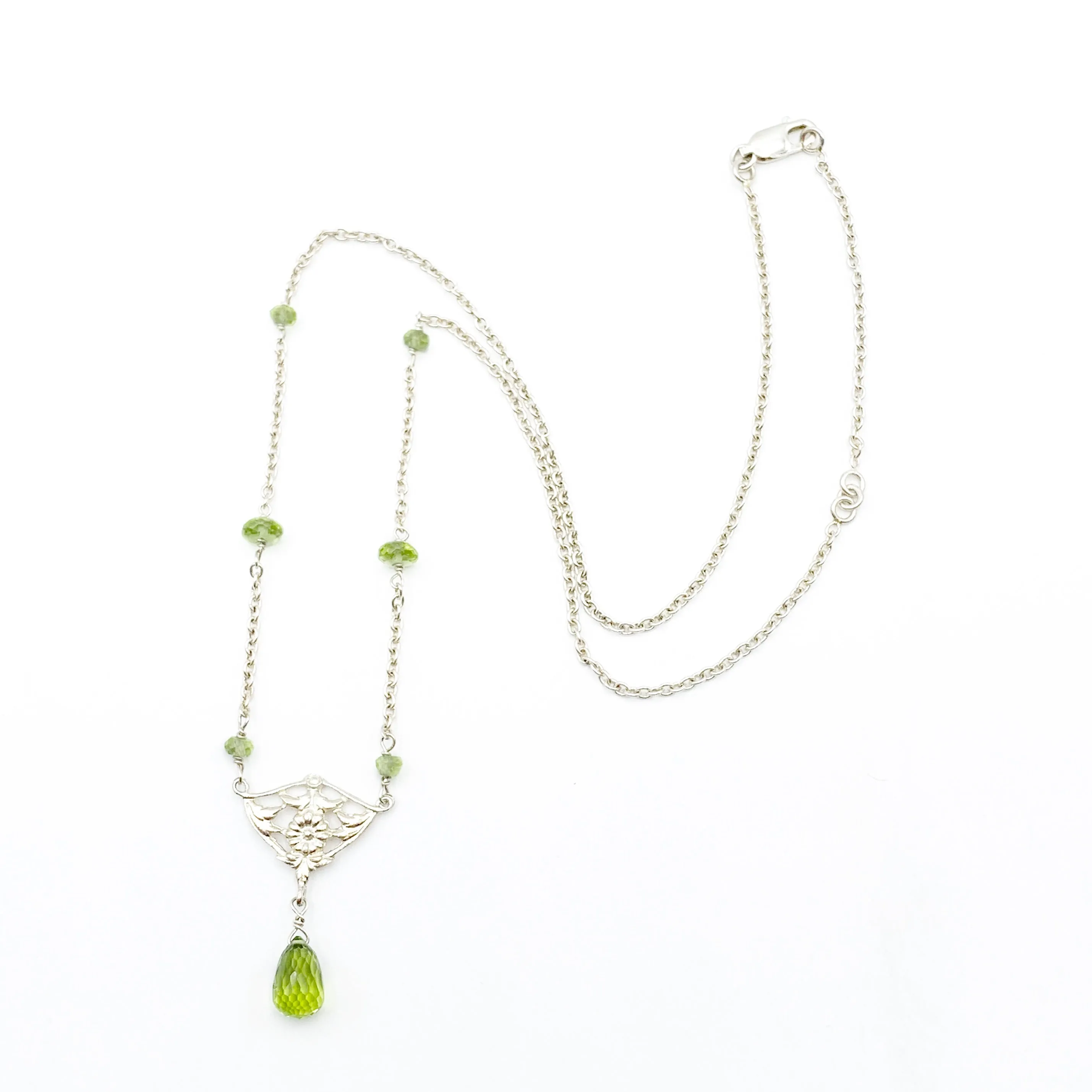 Sterling Silver Peridot Filigree Necklace