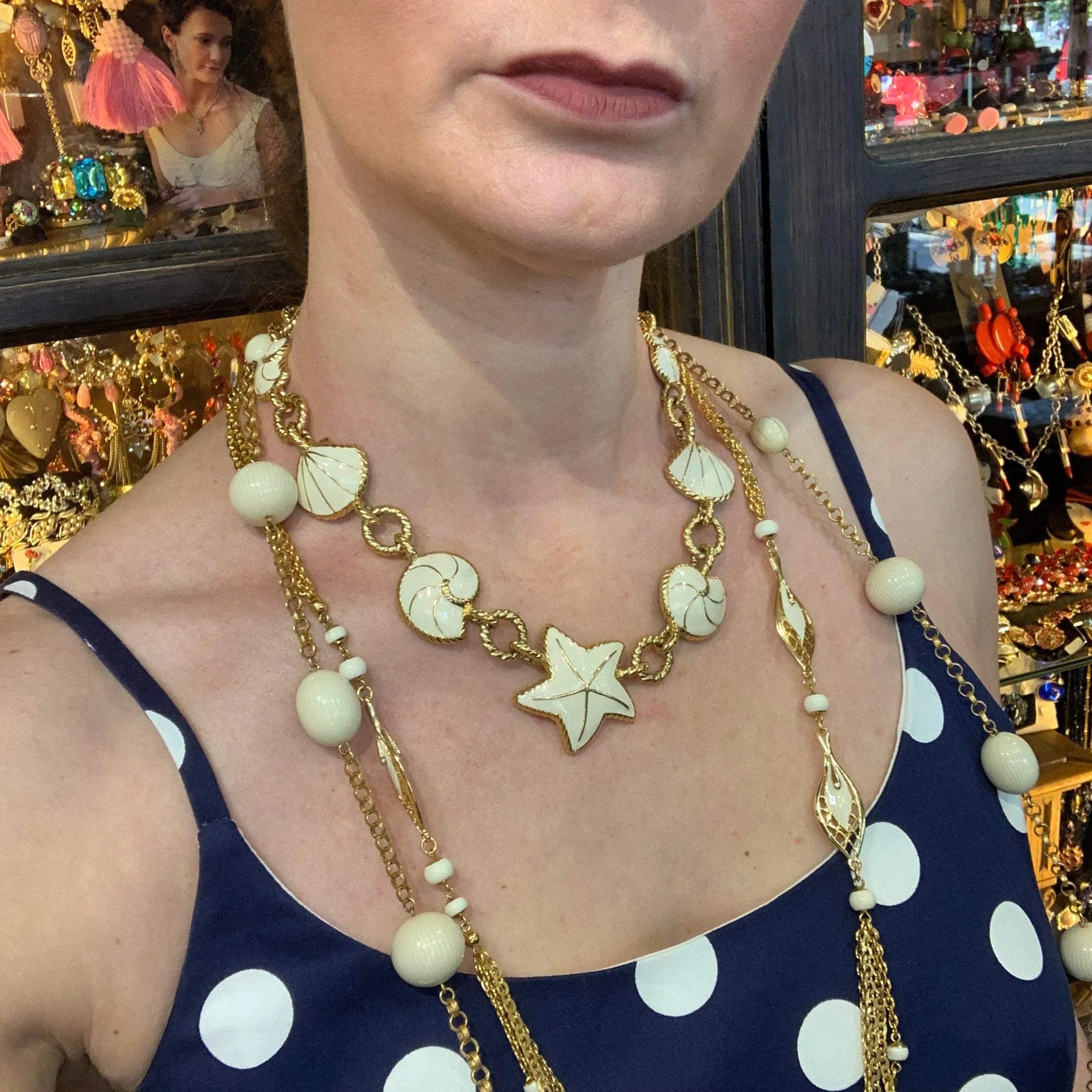 Trifari Starfish Necklace White Shells
