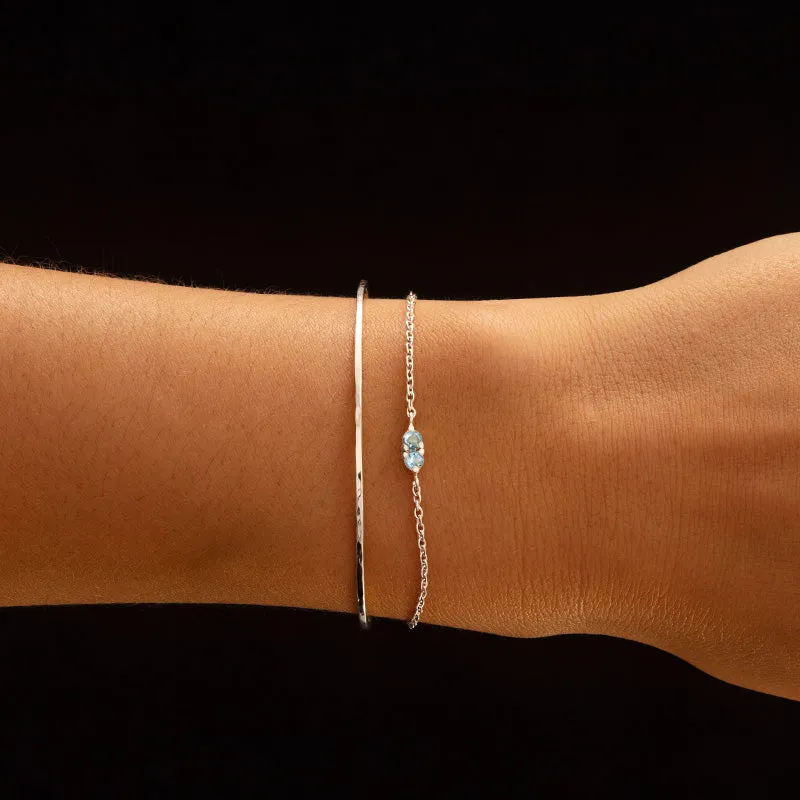 Twin Bracelet, Blue Topaz, Silver