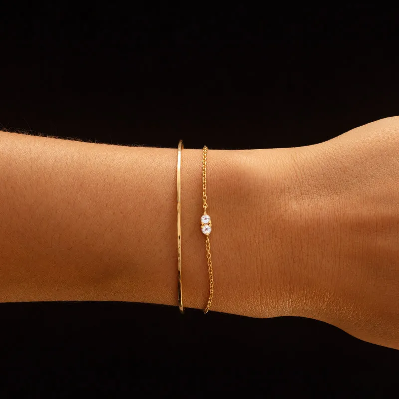 Twin Bracelet, White Topaz, Gold