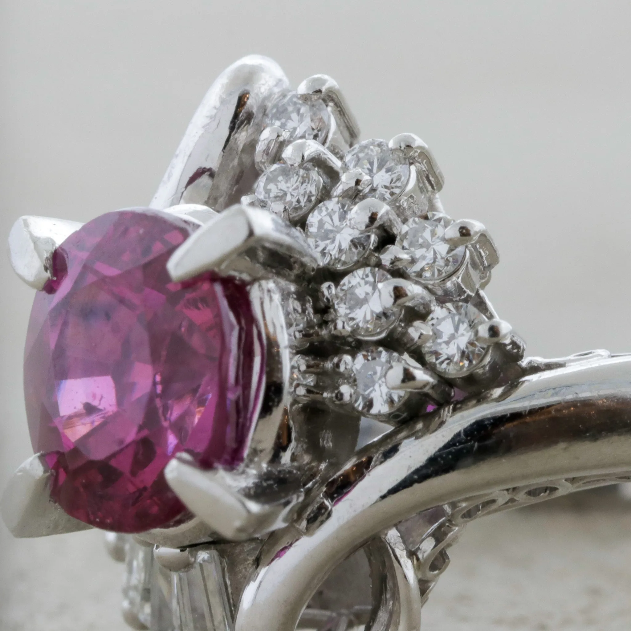 Vivid Ruby Diamond Platinum Ring, GIA Certified