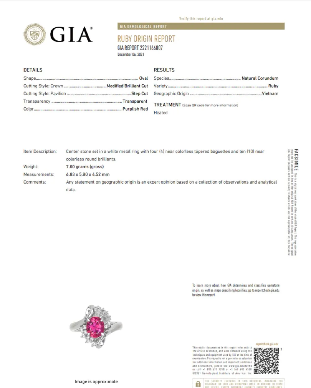 Vivid Ruby Diamond Platinum Ring, GIA Certified