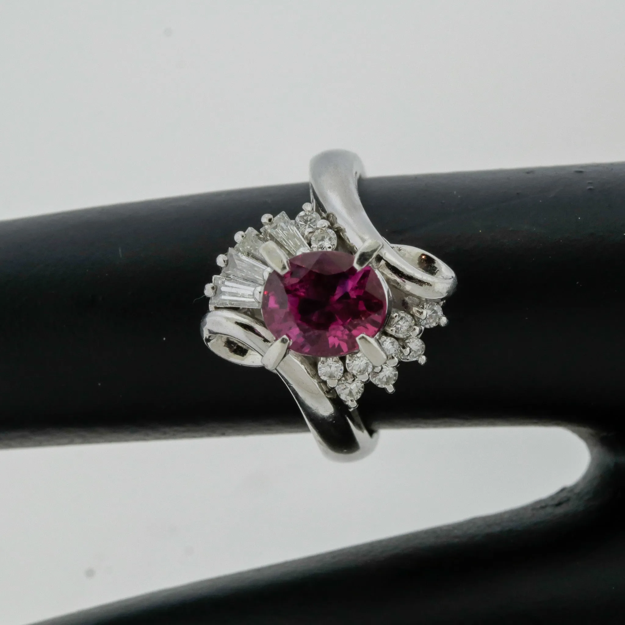 Vivid Ruby Diamond Platinum Ring, GIA Certified