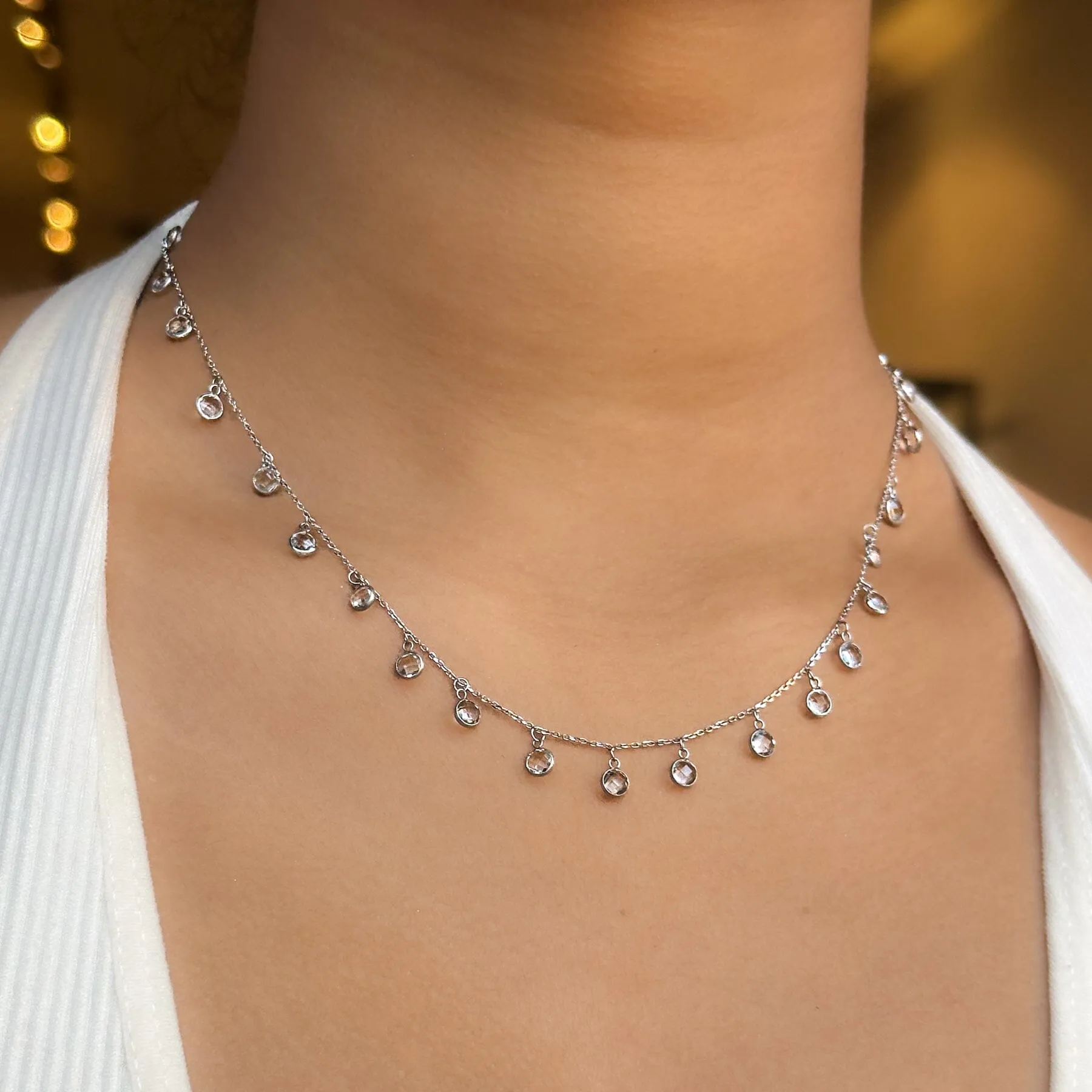 White Rose Cut Topaz Necklace