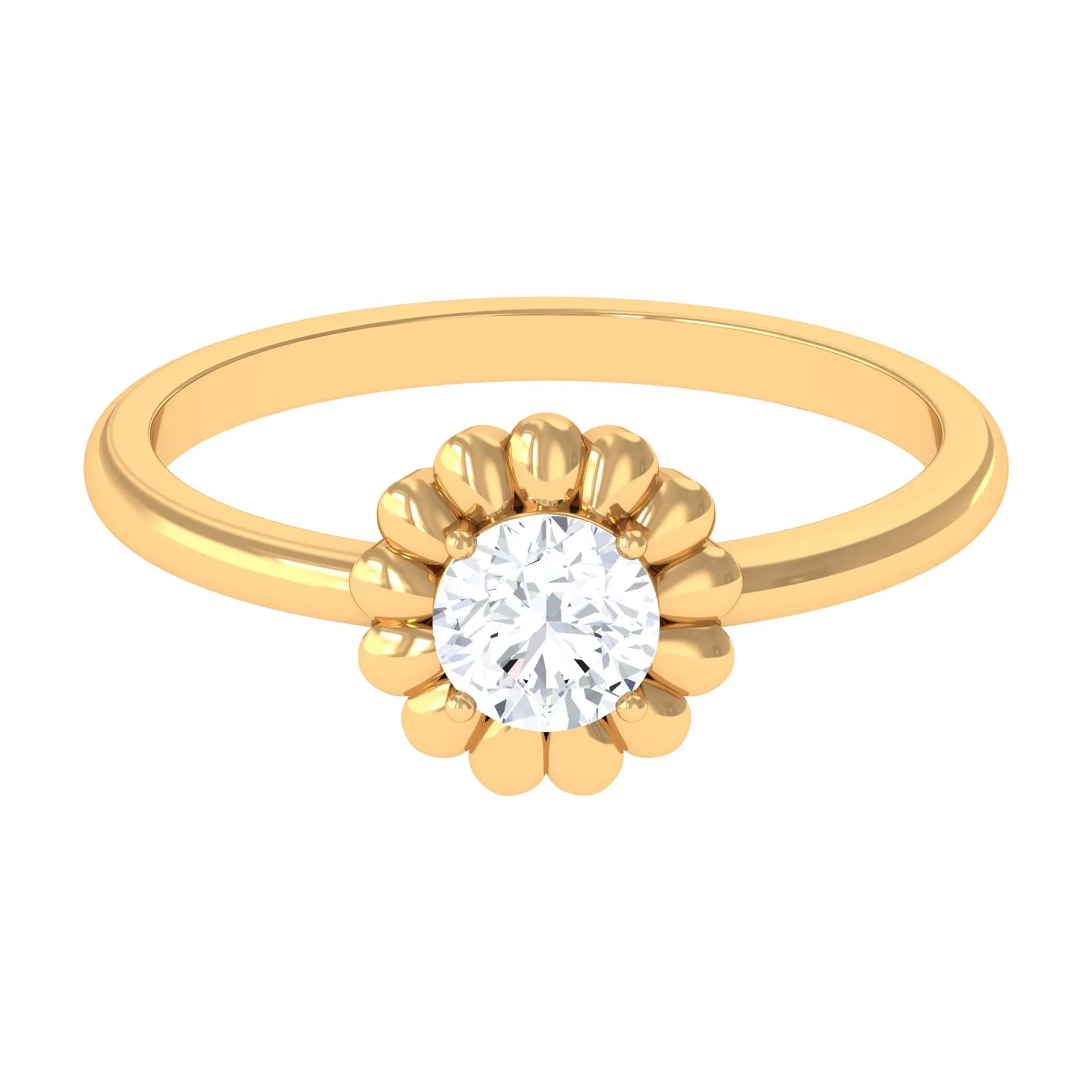 Zircon Floral Solitaire Ring